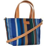 Gallo Women's small blue shopper bag with multicoloured stripes