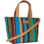 Gallo Women's small green shopper bag with multicoloured stripes