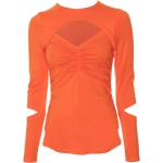 Blusas naranja de tencel con pliegues rebajadas Ganni talla S para mujer 