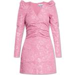 Vestidos estampados rosas rebajados con escote V floreados Ganni con motivo de flores talla S para mujer 