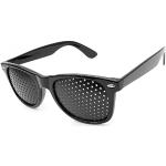 Ganzoo Gafas de rejilla/gafas estenopeicas para entrenamiento y relajación ocular, con soportes plegables, forma B Negro 1 pieza (paquete de 1)