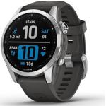 Relojes grises de plata de pulsera rebajados con GPS con medidor de frecuencia cardíaca con correa de plata Garmin Fenix 7S para mujer 
