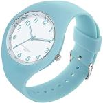 GBB Reloj analógico de cuarzo simple para mujer con correa de silicona, esfera grande, impermeable, deportivo, reloj de pulsera casual de moda para mujeres jóvenes, señoras y niñas, azul (6056blue),