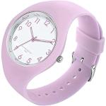 GBB Reloj analógico de cuarzo simple para mujer con correa de silicona, esfera grande, impermeable, deportivo, reloj de pulsera casual de moda para mujeres jóvenes, señoras y niñas, púrpura