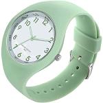 GBB Reloj analógico de cuarzo simple para mujer con correa de silicona, esfera grande, impermeable, deportivo, reloj de pulsera casual de moda para mujeres jóvenes, señoras y niñas, verde (6056green),