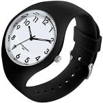 GBB Reloj analógico de cuarzo simple para mujer con correa de silicona, resistente al agua, deportivo, para mujer, 6056negro blanco