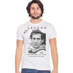 Generico The Legend Ayrton Senna con su firma Art. 11001 Camiseta Urban Men Hombre 100% Algodón flameado BS, Color blanco., L