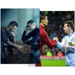 Generisch Póster de fútbol 2 en 1 Lionel Messi y Cristiano Ronaldo, Greatest Rivalry of all Time | Juego de 2 unidades, DIN A3 (297 x 420 mm) mate