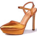 Zapatos naranja de goma con plataforma de verano con tacón de aguja acolchados talla 38 para mujer 