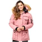 Abrigos rosas de pelo con capucha  rebajados manga larga con cuello alto acolchados Geographical Norway talla M para mujer 