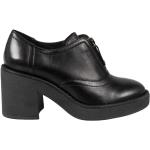 Zapatos negros de cuero de tacón rebajados con cremallera Geox talla 38,5 para mujer 