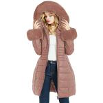 Abrigos rosas de piel con capucha  de otoño impermeables acolchados talla M para mujer 
