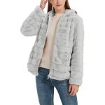 Abrigos grises de sintético con capucha  rebajados de otoño con forro acolchados talla XL para mujer 