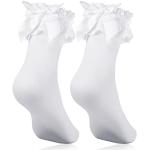 Calcetines cortos blancos de terciopelo de primavera de encaje con volantes Talla Única para mujer 