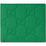 Billetera verdes de cuero plegables con logo Gucci Supreme para hombre 