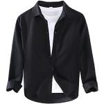 Camisas negras de algodón de manga larga tallas grandes manga larga transpirables informales talla 3XL para hombre 