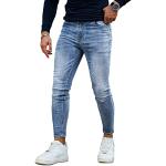 Jeans stretch azules de algodón ancho W34 largo L30 rotos talla L para hombre 
