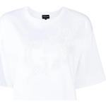 Camisetas blancas de algodón de manga corta manga corta con cuello redondo Armani Giorgio Armani para mujer 