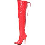 Botas altas rojas con tacón de aguja con cordones con tacón de 5 a 7cm talla 45,5 para mujer 