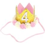 Glamour Girlz Adorable corona elástica con purpurina para niños y niñas, 4 años, 4 años, color dorado, blanco y rosa
