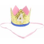 Glamour Girlz Adorable corona elástica para niños y niñas, 4 años, con purpurina (oro, azul real, blanco, 4)