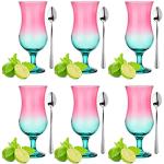 Copas turquesas de vidrio de cocktail en pack de 6 piezas 
