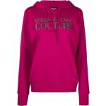 Sudaderas rosas de algodón con capucha rebajadas manga larga con logo VERSACE Jeans Couture con purpurina talla XS para mujer 