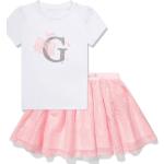 Camisetas rosas de algodón de manga corta infantiles con logo Guess con purpurina 3 años 
