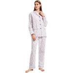 Pijamas blancos de franela dos piezas floreados Global talla XL para mujer 