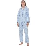 Pijamas azules de franela dos piezas floreados Global talla XL para mujer 
