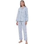 Pijamas blancos de franela dos piezas rebajados floreados Global talla M para mujer 