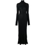 Vestidos largos negros de algodón maxi manga larga con cuello alto de punto Balenciaga de materiales sostenibles para mujer 