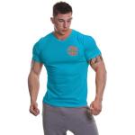 Gold's Gym Left Breast T-Shirt Camiseta básica de Entrenamiento para Hombre con Logotipo, Turquesa y Naranja, XL
