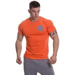 Gold's Gym Left Breast T-Shirt Camiseta básica de Entrenamiento para Hombre con Logotipo, Turquesa y Naranja, L