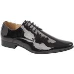 Goor - Zapatos de Vestir de Piel patentada con Cordones Modelo Gibson Puntera Chisel Hombre Caballero (40 EU) (Negro Charol)
