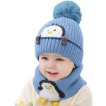 Gorros azules de felpa de invierno infantiles de punto con trenzado Talla Única para bebé 