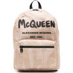 Mochilas estampadas beige de poliester con aislante térmico con logo Alexander McQueen para hombre 