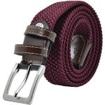 Cinturones elásticos burdeos de cuero largo 120 trenzados con trenzado talla XXL para hombre 