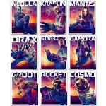 Guardianes de la Galaxia Vol. 3 pósteres de personajes, juego de 10 impresiones artísticas para pared, con Star-Lord, Gamora, Drax, Rocket, Groot, Nebulosa, Mantis, Kraglin y Cosmo (8 x 10 cada uno)
