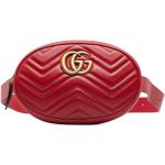 Riñoneras rojas de piel con logo Gucci Marmont para mujer 