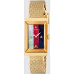 Relojes dorados de acero de pulsera malla analógicos Gucci G-Frame para mujer 