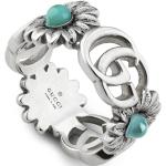 Gucci, Ring with Double G and Flower Motif Gris, Mujer, Talla: 55 MM