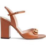Sandalias marrones de cuero de tiras de punta abierta Gucci talla 38,5 para mujer 