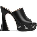 Sandalias negras de cuero con plataforma de punta abierta Gucci con tachuelas talla 40 para mujer 