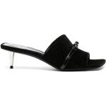 Sandalias negras de terciopelo de tacón de punta abierta Gucci Signature talla 38,5 para mujer 