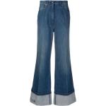 Pantalones acampanados azules de algodón rebajados vintage con logo Gucci talla M para mujer 