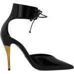 Zapatos negros de cuero de tacón rebajados con cordones de punta puntiaguda metálico Gucci talla 36 para mujer 