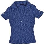 Blusas azules de algodón de manga corta rebajadas manga corta con escote V Guess talla M para mujer 