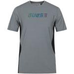 Camisetas grises de poliester de manga corta manga corta con cuello redondo con logo Guess talla S para hombre 