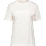 Camisetas orgánicas beige de algodón de manga corta manga corta con cuello redondo de punto Guess talla S de materiales sostenibles para mujer 